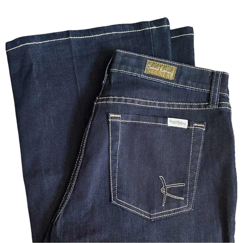 David Kahn Dark Wash Ankle Kick Crop Jeans Size 27 Classic Relaxed Fit - Picture 3 of 10